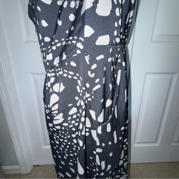 GAP Black and Cream Flowy pockets Midi Dress adjustable straps Zip light size 14 - Picture 4 of 8